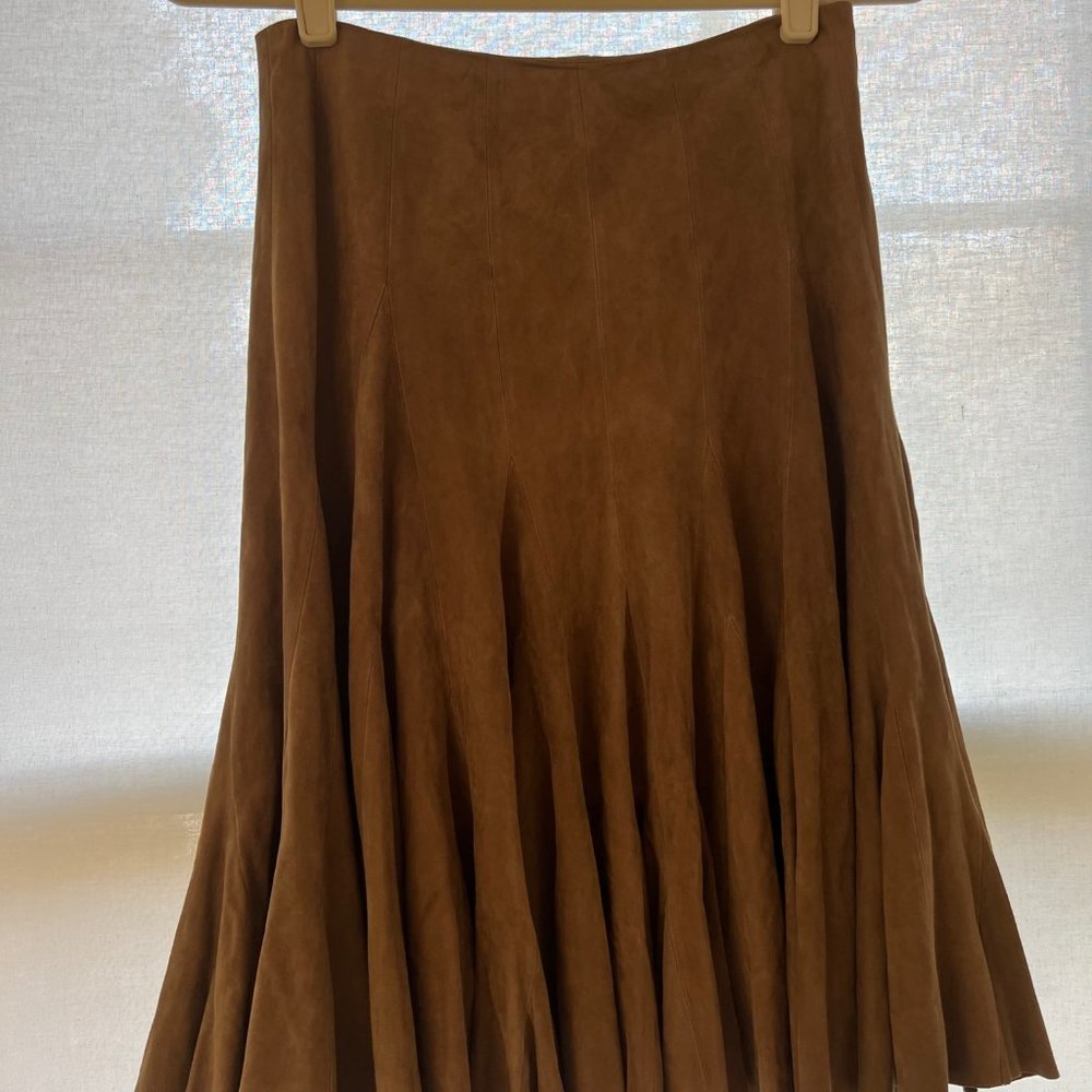 Ralph Lauren Blue Label Skirt Brown Suede Size 4 new w/tags MSRP $1298